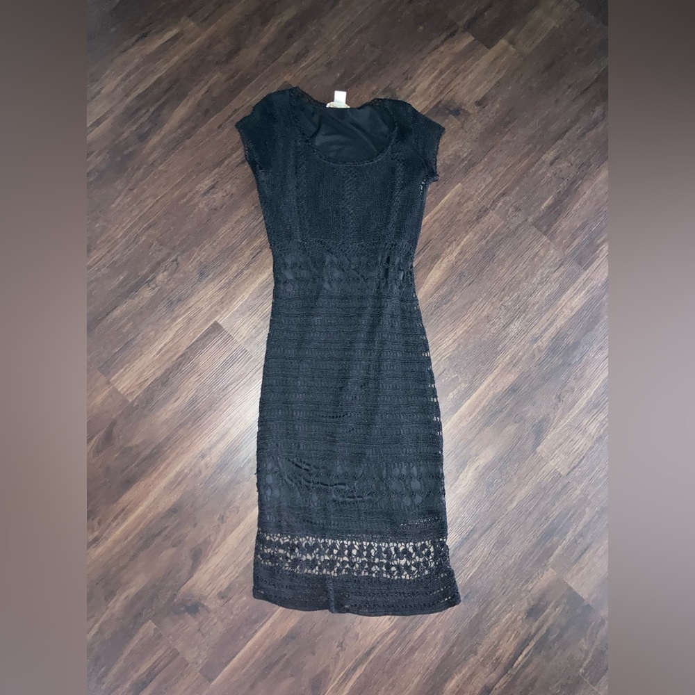 Krashetta by papilion FreeBlack Crochet Midi Dress size xl